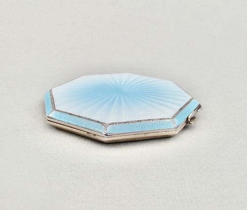 fig 2. RARE AND FABULOUS ART DECO SILVER & GUILLOCHE ENAMEL COMPACT BY ALBERT CARTER, BIRMINGHAM 1936