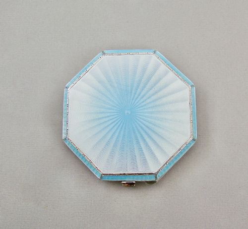 fig 3. RARE AND FABULOUS ART DECO SILVER & GUILLOCHE ENAMEL COMPACT BY ALBERT CARTER, BIRMINGHAM 1936