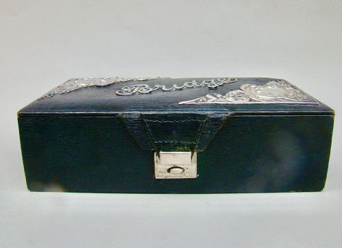 fig 2. EDWARDIAN SILVER MOUNTED BRIDGE PLAYING CARDS LEATHER BOX BY LEVI & SALAMAN, BIRMINGHAM 1905