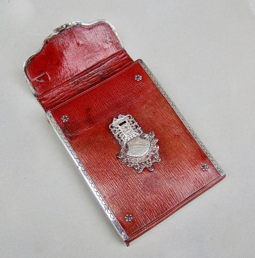 fig 1. RARE GEORGIAN SILVER MOUNTED RED LEATHER SEWING ETUI OR NEEDLE CASE, CIRCA 1795
