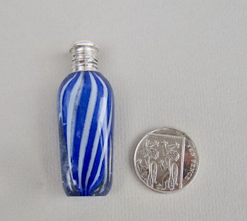 fig 1. RARE 19TH C. FRENCH MINIATURE SILVER MOUNTED CLICHY GLASS SCENT BOTTLE, CIRCA 1880