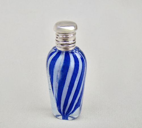 fig 2. RARE 19TH C. FRENCH MINIATURE SILVER MOUNTED CLICHY GLASS SCENT BOTTLE, CIRCA 1880