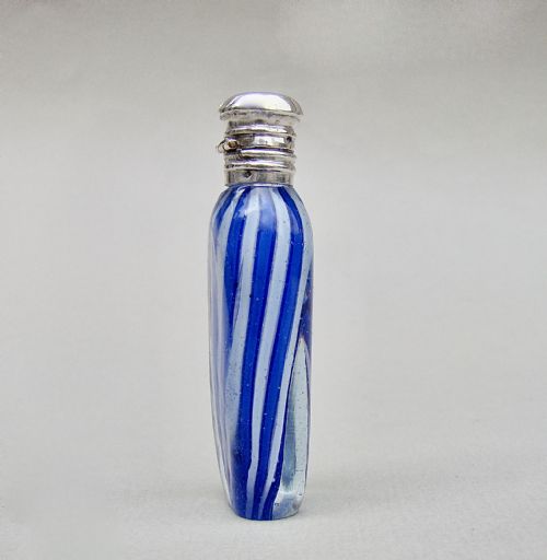 fig 3. RARE 19TH C. FRENCH MINIATURE SILVER MOUNTED CLICHY GLASS SCENT BOTTLE, CIRCA 1880