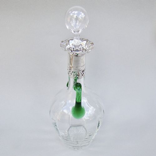 fig 3. VICTORIAN SILVER MOUNTED DUAL COLOUR GLASS DECANTER BY WILLIAM HUTTON & SONS, BIRMINGHAM 1899