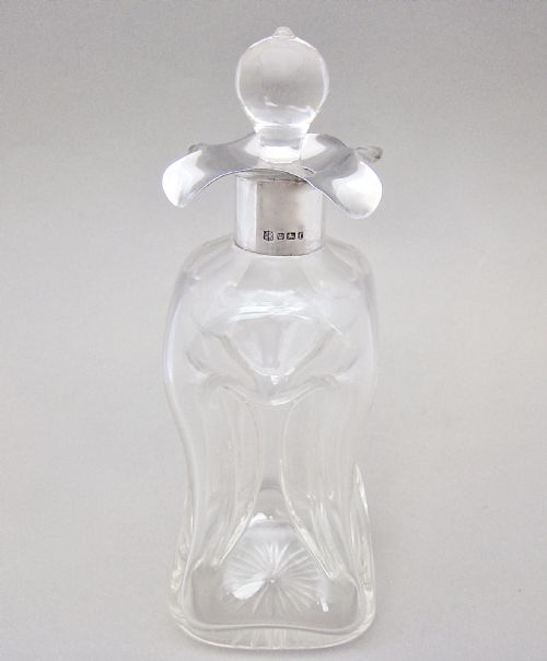 Victorian Silver & Glass Glug Glug Decanter by James Deakin & Sons, Sheffield 1898