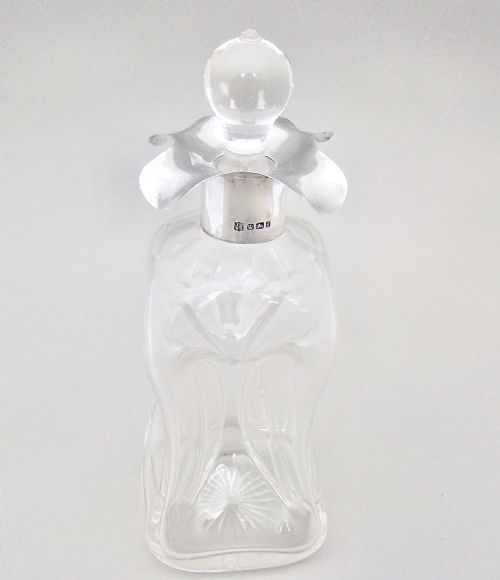 fig 1. VICTORIAN SILVER & GLASS GLUG GLUG DECANTER BY JAMES DEAKIN & SONS, SHEFFIELD 1898