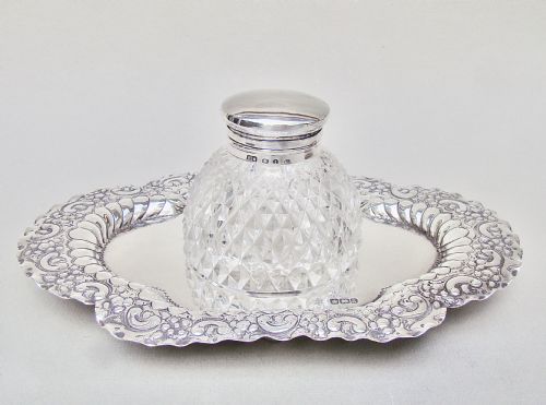 Fabulous Victorian Silver Inkstand by Charles Edward Nixon, Sheffield 1893