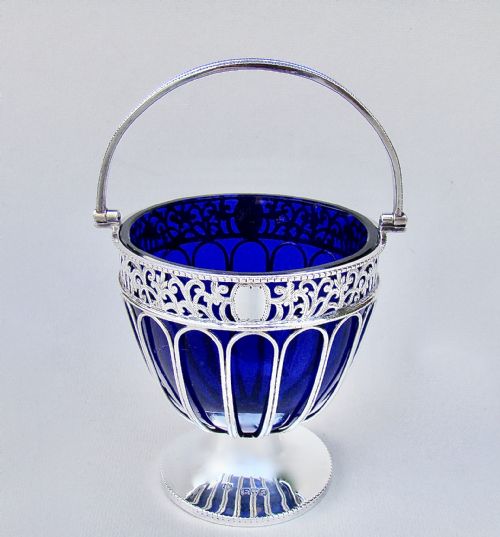 fig 1. ELEGANT EDWARDIAN SILVER WIREWORK SUGAR BASKET BY ALFRED MARSTON, CHESTER 1906