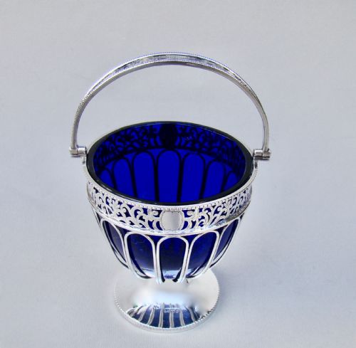 fig 2. ELEGANT EDWARDIAN SILVER WIREWORK SUGAR BASKET BY ALFRED MARSTON, CHESTER 1906