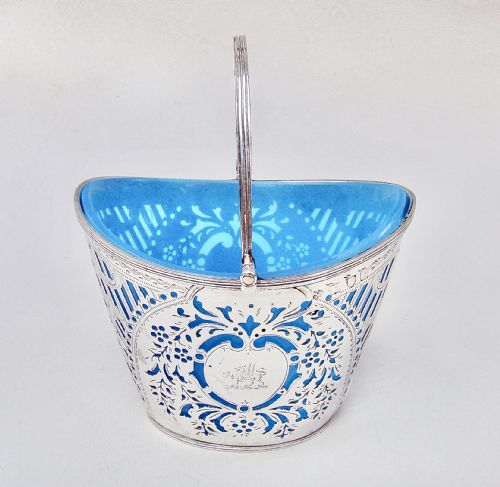 Rare and Exquisite Victorian Silver Sugar Basket by Nathan & Hayes, Chester 1896
