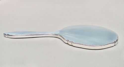 fig 2. ART DECO SILVER AND PALE GREY GUILLOCHE ENAMEL HAND MIRROR BY BROADWAY & CO, BIRMINGHAM 1930