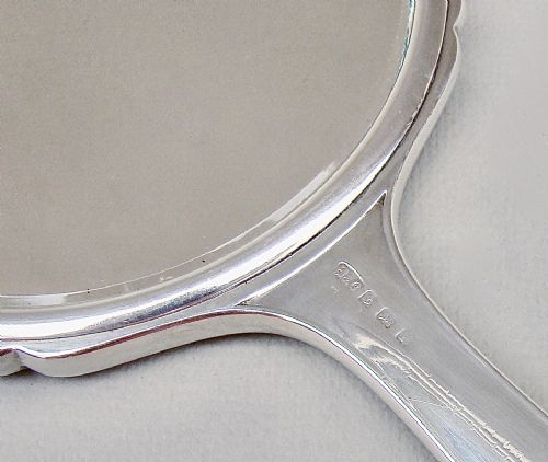 fig 3. ART DECO SILVER AND PALE GREY GUILLOCHE ENAMEL HAND MIRROR BY BROADWAY & CO, BIRMINGHAM 1930