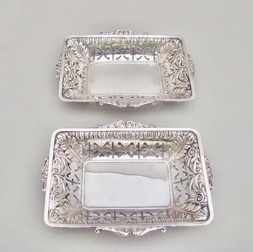 Unusual Pair of Victorian Silver Bonbon Dishes by Minshull & Latimer, Birmingham 1898
