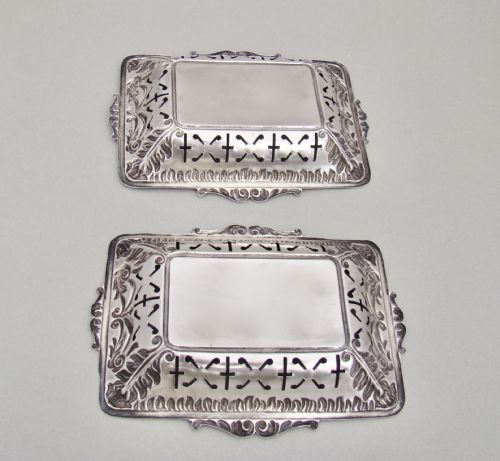 fig 2. UNUSUAL PAIR OF VICTORIAN SILVER BONBON DISHES BY MINSHULL & LATIMER, BIRMINGHAM 1898