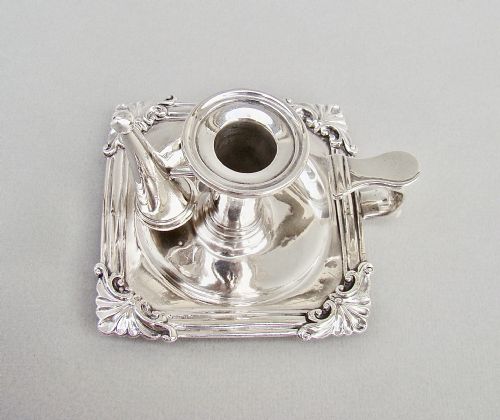 fig 3. RARE GEORGIAN SILVER CHAMBER STICK BY JOHN CRAMER, LONDON 1814