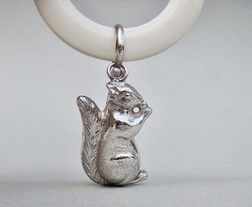 Silver "Squirrel" Rattle by W H Collins & Co, Birmingham 1969