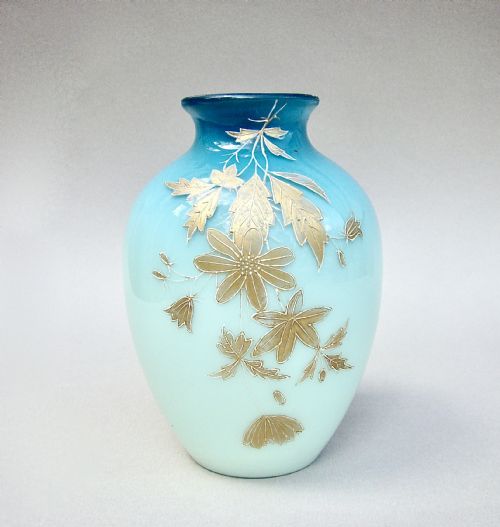 Thomas Webb Cased Glass Vase with Gilt Decorations, Circa 1880