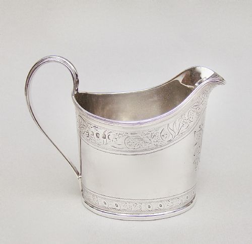 fig 1. ELEGANT GEORGIAN SILVER CREAM JUG BY SAMUEL MERITON II, LONDON 1795