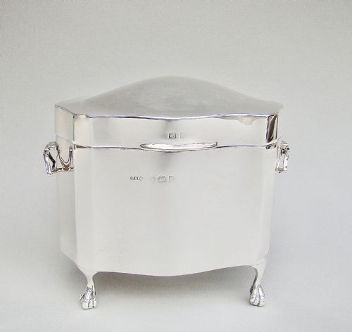 Elegant George V Silver Tea Caddy by S. Blanckensee & Sons, Birmingham 1912