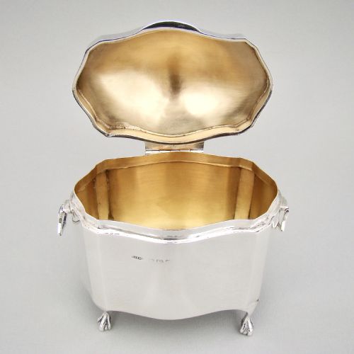 fig 3. ELEGANT GEORGE V SILVER TEA CADDY BY S. BLANCKENSEE & SONS, BIRMINGHAM 1912