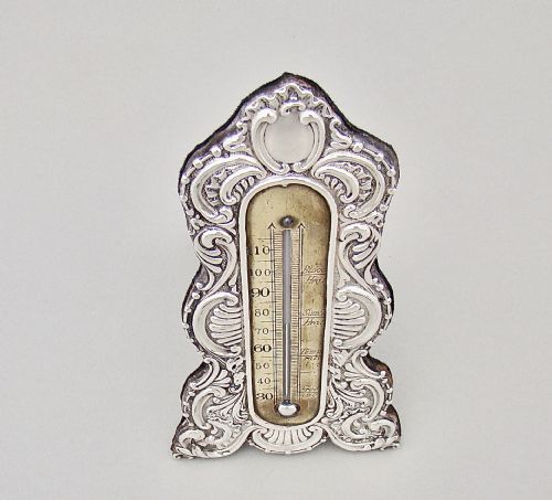 fig 2. RARE ART NOUVEAU SILVER DESK THERMOMETER BY J. BATSON & SON, LONDON 1903