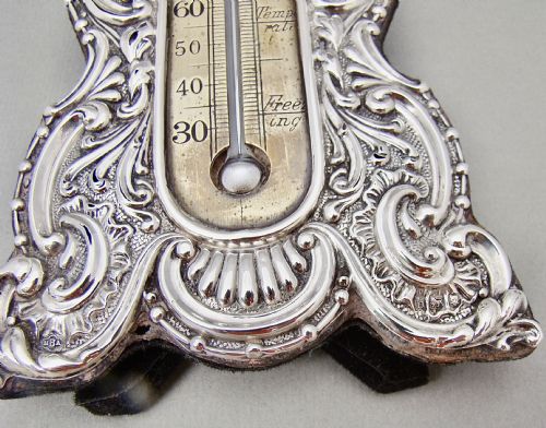fig 3. RARE ART NOUVEAU SILVER DESK THERMOMETER BY J. BATSON & SON, LONDON 1903