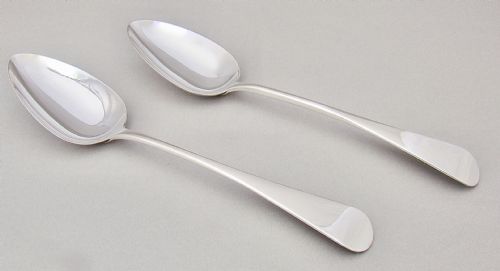 fig 1. ELEGANT PAIR OF GEORGIAN SILVER TABLE SPOONS BY HENRY DAY, LONDON 1820