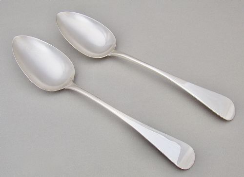 Elegant Pair of Georgian Silver Table Spoons by Henry Day, London 1820