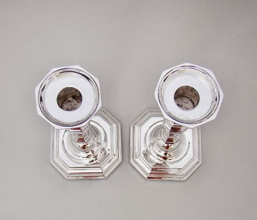 fig 3. FABULOUS PAIR OF GEORGIAN REVIVAL STERLING SILVER CANDLESTICKS BY THE GOLDSMITHS & SILVERSMITHS, LONDON 1908