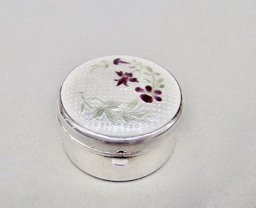 Exquisite Continental Silver and Guilloche Enamel Trinket Box, Circa 1910