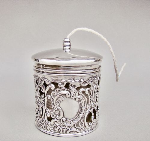 Rare Edwardian Silver String Box by Levi & Salaman, Birmingham 1909