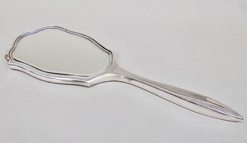 fig 1. MID-CENTURY SILVER HAND MIRROR BY BROADWAY & CO, BIRMINGHAM 1955