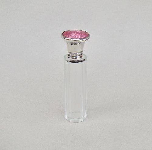 fig 1. ART DECO SILVER & GUILLOCHE ENAMEL SCENT BOTTLE BY HENRY CLIFFORD DAVIS, BIRMINGHAM 1925