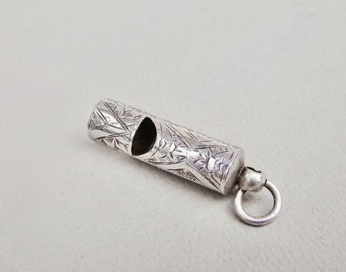 fig 1. RARE VICTORIAN SILVER WHISTLE BY H. W. ASHFORD, BIRMINGHAM 1895