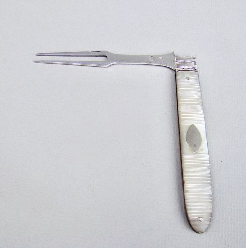 fig 1. GEORGIAN SILVER AND MOTHER OF PEARL FRUIT FORK, CIRCA 1795