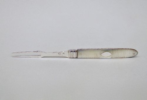 fig 3. GEORGIAN SILVER AND MOTHER OF PEARL FRUIT FORK, CIRCA 1795