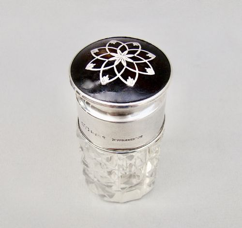 George V Silver & Pique Tortoiseshell Vanity  Jar by Mappin & Webb, Birmingham 1915
