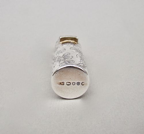fig 3. CASED VICTORIAN SILVER AESTHETIC MOVEMENT SCENT BOTTLE BY SAMPSON MORDAN, LONDON 1889