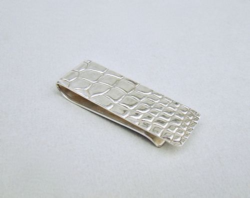 Rare Tiffany & Co Sterling Silver "Crocodile Skin" Relief Money Clip, Circa 1930