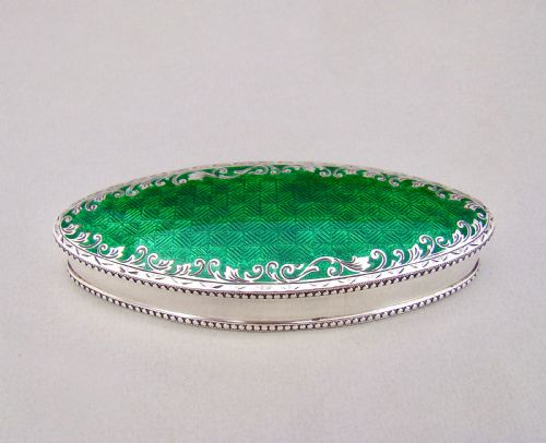 Fabulous Edwardian Silver & Guilloche Enamel Jewellery Box by J & R Attenborough, Chester 1909