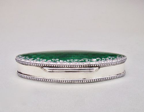 fig 2. FABULOUS EDWARDIAN SILVER & GUILLOCHE ENAMEL JEWELLERY BOX BY J & R ATTENBOROUGH, CHESTER 1909