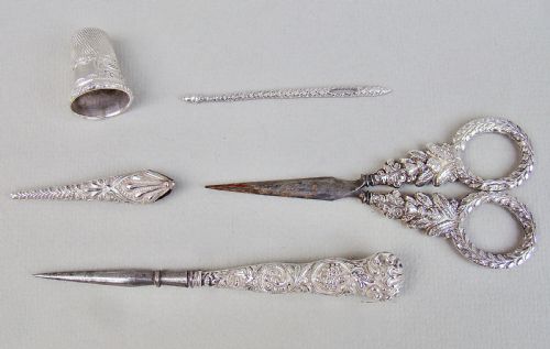 fig 2. RARE AND EXQUISITE EARLY VICTORIAN CASED SEWING SET, CIRCA 1840
