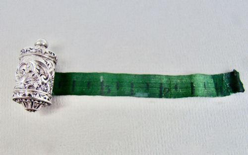 fig 1. EXQUISITE EARLY VICTORIAN SILVER TAPE MEASURE, CIRCA 1840