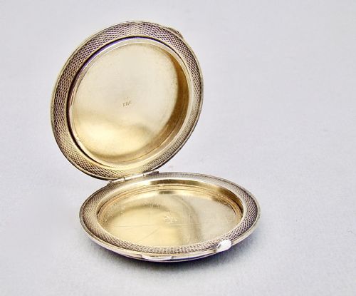 fig 2. 19TH CENTURY NORWEGIAN SILVER & GUILLOCHE ENAMEL COMPACT, BY JACKOB TOSTRUP, CIRCA 1880