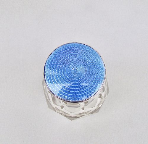 fig 2. GORGEOUS ART DECO SILVER & GUILLOCHE ENAMEL SCENT BOTTLE BY HENRY CLIFFORD DAVIS, BIRMINGHAM 1927