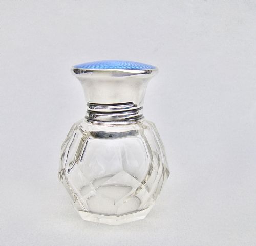 fig 3. GORGEOUS ART DECO SILVER & GUILLOCHE ENAMEL SCENT BOTTLE BY HENRY CLIFFORD DAVIS, BIRMINGHAM 1927