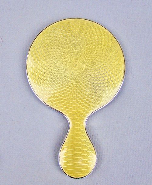 fig 1. FABULOUS ART DECO SILVER AND GUILLOCHE ENAMEL LARGE PURSE MIRROR BY WILLIAM NEALE, BIRMINGHAM 1928