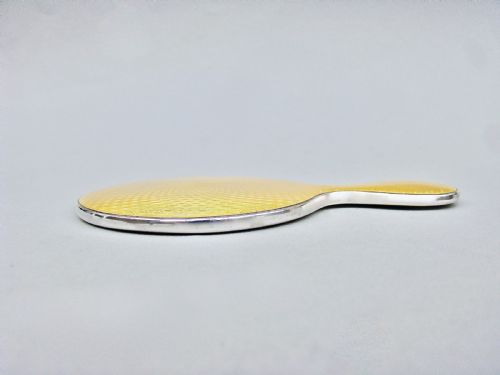 fig 3. FABULOUS ART DECO SILVER AND GUILLOCHE ENAMEL LARGE PURSE MIRROR BY WILLIAM NEALE, BIRMINGHAM 1928