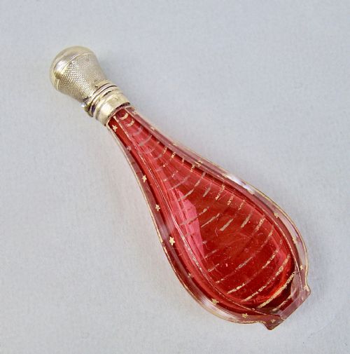 fig 2. EXQUISITE 19TH C. FRENCH SILVER GILT & CRANBERRY GLASS SCENT BOTTLE, CIRCA 1870