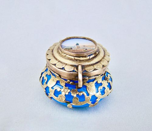 Unusual 19th C. Palais Royal Grand Tour French Opaline Glass Trinket Box, Circa 1860
